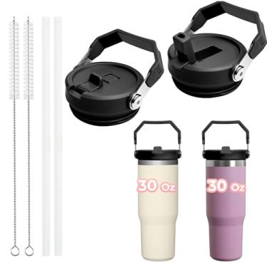 Imagem de ZOSIX 2 peças atualizadas projetadas para Stanley Cup 850.5 g tampa flip canudo, tampa à prova de vazamento, tampa de copo à prova de derramamento, substituição para copo Stanley de 850 g com alça,