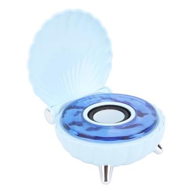 Imagem de Alto-falante Bluetooth, Alto-falante Bluetooth Portátil Em Formato de Concha Exclusivo e Bonito, Alto-falante de Mesa Com Som Estéreo Com Luz Noturna Colorida para Festa de (Azul)