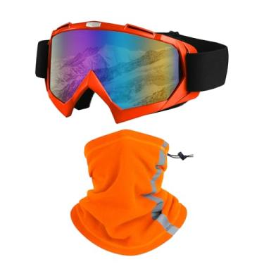 Imagem de LJDJ Óculos de esqui, snowboard para motocicleta, com polaina refletiva de inverno, proteção facial para jovens, adolescentes, homens e mulheres (laranja)