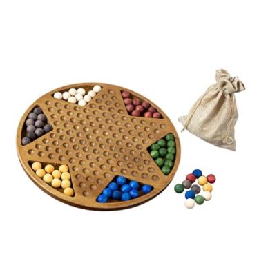 Imagem de Esquirla Damas chinesas jogo de salto em mármore, artesanato divertido para reunião familiar, jogo de viagem, jogo de estratégia clássico, jogos de tabuleiro, Contas de Madeira