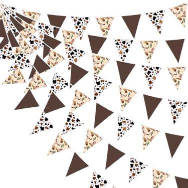 Imagem de Decoração de festa caubói ocidental de 8,5 m bandeira de triângulo de vaca marrom bandeira de tecido flâmula para vaqueiras ocidentais aniversário chá de bebê dia de Derby festival fazenda vaca