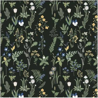 Imagem de Cismmy Papel de parede floral Boho, 50,8 x 1,999 cm, multicolorido, removível e adesivo, impermeável, resistente a arranhões, fácil instalação, banheiro do quarto