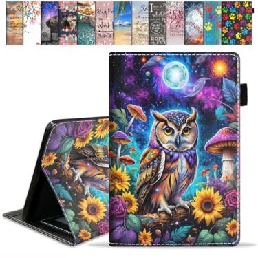 Imagem de FVAENDHIO Capa para tablet Amazon Fire HD 8/Fire HD 8 Plus (12ª/10ª geração, versão 2024/2022/2020), capa de couro PU premium com hibernar automático, coruja sob a lua