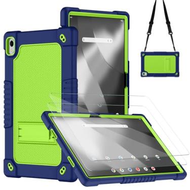 Imagem de Kebiory Capa para tablet Walmart Onn 12,1 polegadas Pro 2024/Onn 12,1 polegadas Tablet Pro (100146663) capa adequada para crianças com alça de ombro protetor de tela de vidro temperado 2 peças (azul