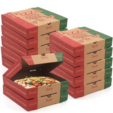 Imagem de WOKAV 15 Caixas de Pizza 7" Caixas de Pizza Kraft Onduladas Caixas de Pizza Coloridas Caixas para Viagem Caixas de Embalagem de Pizzaria Padaria para Pizza, Bolo, Biscoitos, Alimentos 7,3 X 7,3 X 1,6"