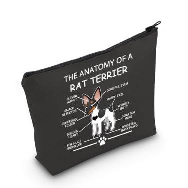Imagem de LEVLO Presentes engraçados para amantes de ratos terrier The Anatomy of a Rat Terrier, sacos de cosméticos Rat Terrier Veterinário Mamãe Bolsas de Higiene Pessoal de Viagem, Rat Terrier - preto, uso