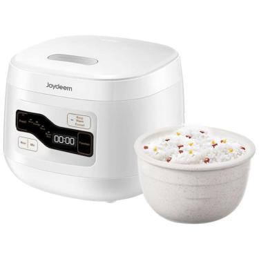 Imagem de Panela de Arroz Elétrica de Cerâmica 2L com Display LED, e 4 Menus Predefinidos, 110V, Joydeem FD20SW, Branca