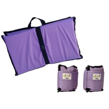 Imagem de Kit Tornozeleira 6KG Nylon Lilás + Colchonete Dobravel Lilás - Exercis