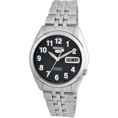 Imagem de Relógio analógico masculino Sieko SNK381K de aço inoxidável com mostrador preto