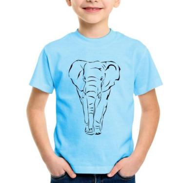 Imagem de Camiseta Infantil Elefante Traços - Foca na Moda, Azul bebê, 10