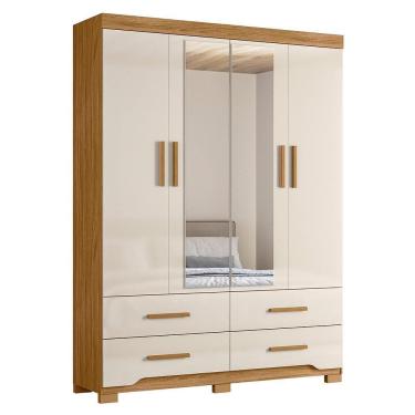Imagem de Guarda Roupa Solteiro Miami 4 Portas e 4 Gavetas com Espelho - Moval