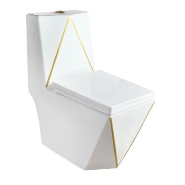 Imagem de Vaso Sanitário Monobloco Acoplado Completo Diamante Linha Dourado Gowff