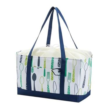 Imagem de YWJLQH Saco de compras reutilizável isolável Bag de bolsa de bolsa de compras de tamanho grande Saco de entrega de alimentos leves isolados para trekking, Verde