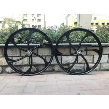 Imagem de Conjunto de rodas de magnésio de 66 cm Donsp1986 / freio a disco e freio a disco preto/preto de 26 polegadas – para bicicletas de praia, MTB e alimentadas a gás