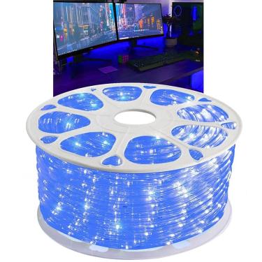 Imagem de Fita Led SMD Azul Rolo 100 Metros Dupla Face Iluminaçao Perfil Sanca Gesso Decoraçao Sala Quarto Recepçao Loja Casa Gamer