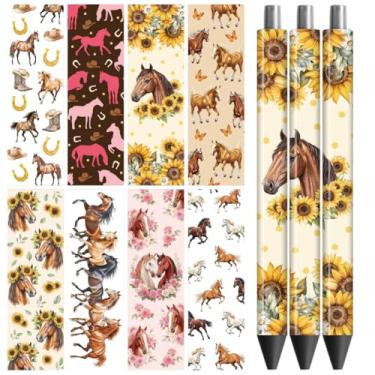 Imagem de Peacoblue Adesivo de transferência UV DTF Pen Wraps Cavalo Palavras - 48 peças Impermeável Impressão HD UV DTF Caneta Adesivos Decalques Adesivos para Caneta Lápis Personalizada Faça Você Mesmo