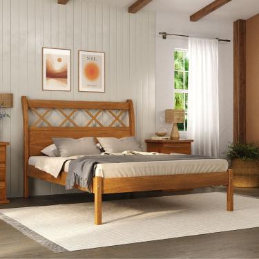 Imagem de Cama Casal em Madeira Maciça Gramado Móveis Nathalia