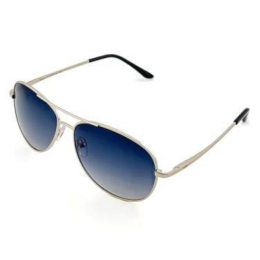 Imagem de J+S Óculos de sol aviador clássico estilo militar premium, polarizado, 100% de proteção UV para homens e mulheres (armação grande - armação prateada/lente gradiente cinza luar)