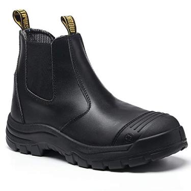 Imagem de Botas de trabalho diig para homens, botas de trabalho à prova d'água com bico de aço, antiderrapante, antiestática, antiderrapante, segurança EH, sapatos de trabalho 6 8 9 10 11 12 13 (preto), Soft Toe / Black, 11 Wide