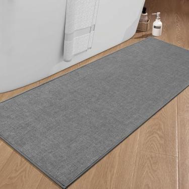 Imagem de chakme Tapete de banheiro 149 x 25, tapete de banho ultrafino antiderrapante grande tapete de banho absorvente de secagem rápida para piso de banheiro, (cinza escuro, 150 x 63 cm)