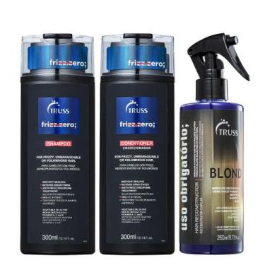 Imagem de Truss Frizz Zero Kit Shampoo Condicionador e Uso Obrigatório Blond Rec