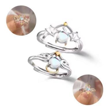 Imagem de Anel para Casal Anjo & Demônio (Dualidade e Equilíbrio) - Ajustável e 