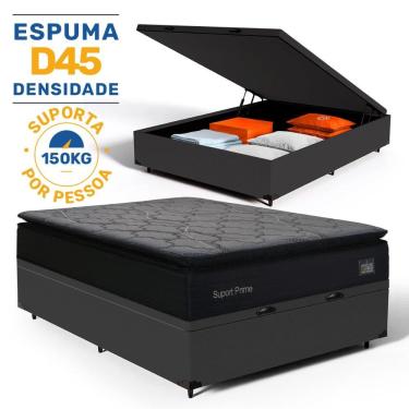 Imagem de Cama Box Baú com Colchão de Espuma D45 Pillow Top Suport Prime Casal 138cm