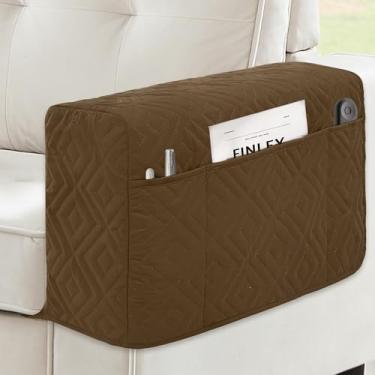 Imagem de MEHIDFY Capa de braço de sofá, protetor de braço impermeável para sofá, antiderrapante, suporte remoto para poltrona, suporte reclinável com 3 bolsos para controle remoto de TV, telefone, almofada,