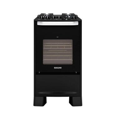 Imagem de Fogão De Piso Mesa De Vidro Suggar Best Glass FGVBG410PT 4 Bocas Preto Bivolt