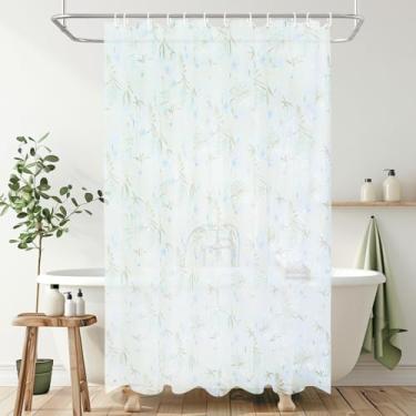 Imagem de HADEEONG Cortina de chuveiro PEVA, 72 x 72 cortina de chuveiro premium repelente de água com 3 pesos magnéticos para box de chuveiro, banheiras (flor-1)