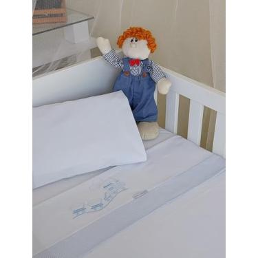Imagem de Lençol de berço 03 pçs - bordado Trem Bala - Azul - Minha Casa Baby