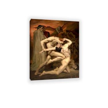 Imagem de Impressão em tela clássica arte de parede, Dante e Virgílio no Inferno, reprodução de pinturas a óleo abstratas famosas imagem emoldurada para decoração de casa 60 x 85 cm (24 x 33 polegadas)