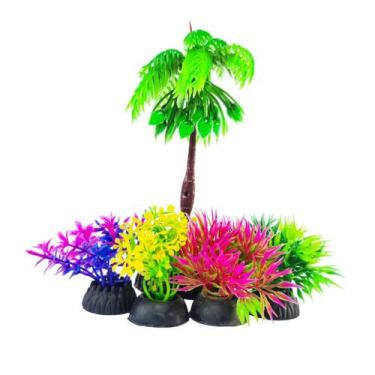 Imagem de Planta Artificial Mini Tropical  Coqueiro Aquário Decoração - Acquapex