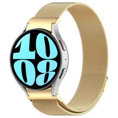 Imagem de WalkerFit Pulseira milanesa para Samsung Galaxy Watch 7/6/5/4/FE 40/44 mm, 6Classic 47/43 mm, para Galaxy Watch 5 Pro de 45 mm, 4Classic 42/46 mm, pulseira feminina de metal respirável, dourada