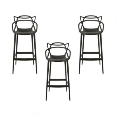 Imagem de Kit C3 Banquetas Umix-401 Baixa Preta - UNIVERSAL MIX