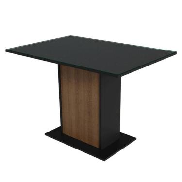 Imagem de Mesa De Jantar Retangular Com Tampo De Vidro Preto/rustic 532