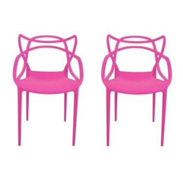 Imagem de Kit 2 Cadeiras Allegra Design Moderna, Empilhável, Rosa Pink, para Área Externa