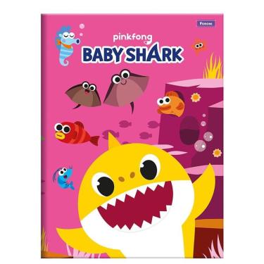 Imagem de Caderno Linguagem Baby Shark 96 Folhas 1/4 Foroni Capa Dura