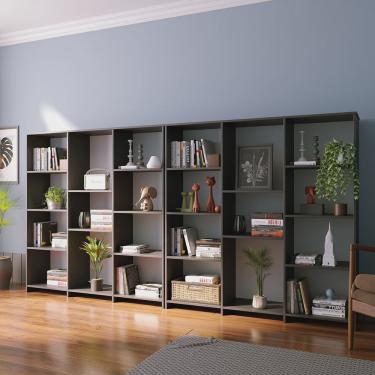 Imagem de Kit 2 Estantes para Livros Baixa 7 Prateleiras 137,5cmx272cm London Yescasa