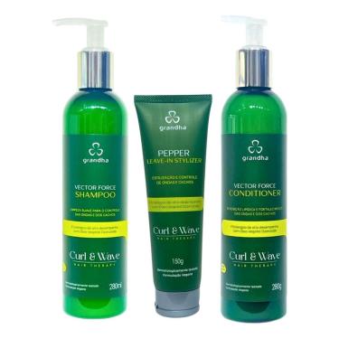 Imagem de Grandha Vector Force Cacho Kit Shampoo Condicionador Leavein