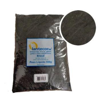 Imagem de Glitter Pvc Lantecores Tinta de Parede 500g Pó Brilho Preto