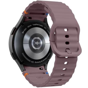 Imagem de DEALELE Pulseiras de substituição compatíveis com Samsung Galaxy Watch 7/6 / 5/4 de 40 mm / 44 mm / FE / 6 Classic / 5 Pro/4 Classic, pulseira de silicone sem lacunas de 20 mm para mulheres e homens