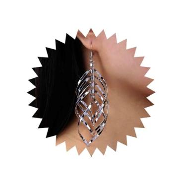 Imagem de Aneneiceera Brincos de argola punk em espiral exagerada com folhas em redemoinho, brincos geométricos ondulados, brincos abstratos de borla, joias para mulheres e meninas, Zinco, nah