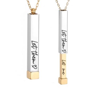 Imagem de SKQIR Be Kind of a Badass Colares femininos com mensagem oculta para melhores amigas irmãs, presentes inspiradores engraçados, colares com pingente de barra vertical, joias, presentes de mordaça para