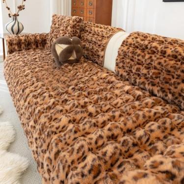 Imagem de Capa de sofá de pelúcia espessa e antiderrapante, macia, para sala de estar, decoração de casa, leopardo, 70 x 120 cm