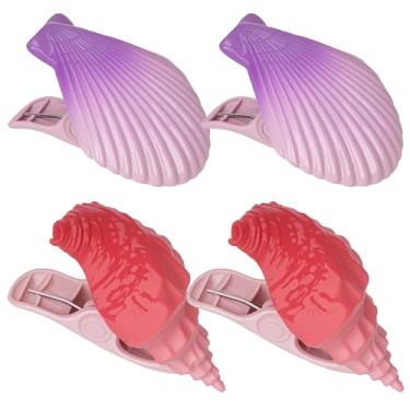 Imagem de CAIRIAC Clipes de toalha de praia para cadeiras de praia Cruise Essentials, pacote com 4 prendedores de roupa de plástico grandes, clipes de cadeira de piscina resistentes para toalhas, evita que sua
