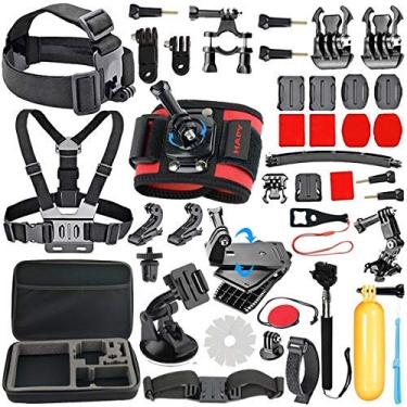 Imagem de HAPY Sports Action Camera Accessory Kit for GoPro Hero6,5 Black, Hero Session,HERO (2018),HERO 7,6,5,4,3,3+, GoPro Fusion,SJCAM,AKASO,Xiaomi,DBPOWER (Red Wrist Strap)