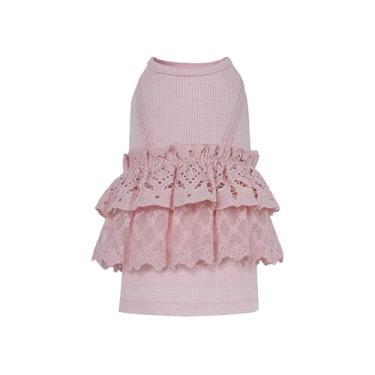 Imagem de INGSIST Roupas femininas de renda rosa para cães pequenas médias para animais de estimação fofas para festa de aniversário