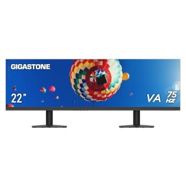 Imagem de Gigastone 21.45 inch VA LED Back Light Monitor 2-Pack 75Hz FHD 1920 x 1080, 1080P 178° Wide View Frameless, Dual Monitor, 4ms, Eye Care Technology, Ergonomic Tilt VESA Mount, HDMI VGA