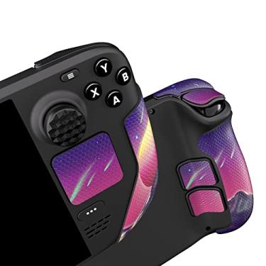 Imagem de PlayVital Almofadas de borracha macia texturizadas profissionais com alças para Steam Deck, Trackpads Skin Grip Enhancement Back Button Conjunto de adesivos protetores com tampas de polegar – The Cyber Moon